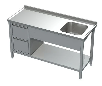 Stół ze Zlewem Półką i 2 Szufladami 1100x600x850(h) mm.