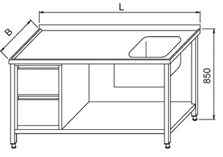 Stół ze Zlewem Półką i 2 Szufladami 1700x700x850(h) mm.