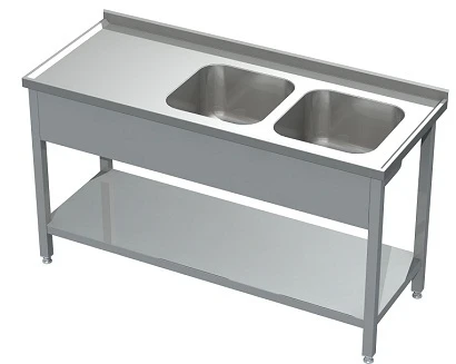 Stół z 2-ma Zlewami i Półką 1300x700x850(h) mm.