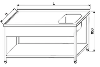 Stół ze Zlewem i Półką  600x 700x850(h) mm.