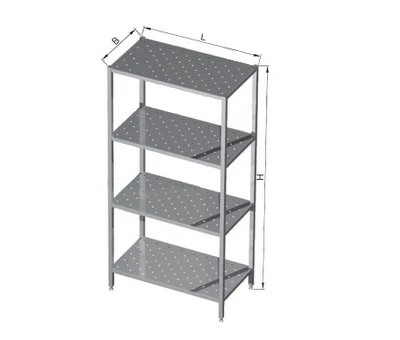 Regał magazynowy perforowany 4-półkowy spawany  600x 600x1800(h)mm
