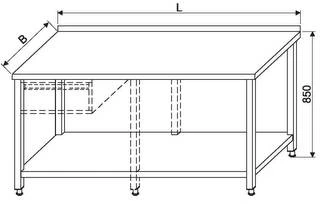 Stół Przyścienny  z Półką 1200x600x850(h)mm skręcany
