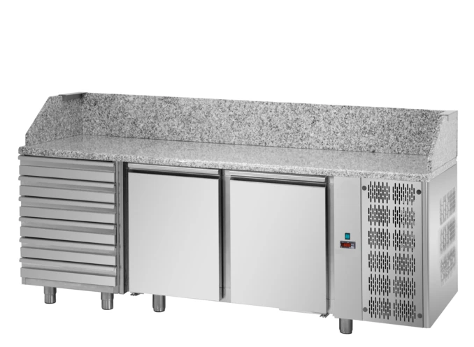 Stół do pizzy z szafą chłodniczą i blokiem neutralnych szuflad - LINIA PREMIUM | GP.PZ03MIDC6