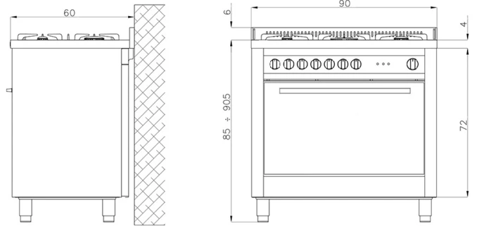 LOFRA | Kuchnia Gazowa | MAXIMA 90 | INOX | MG96MF/CIS