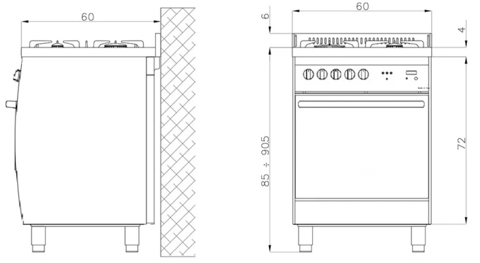 LOFRA | Kuchnia Gazowa | CURVA 60 | INOX | C66MF/C