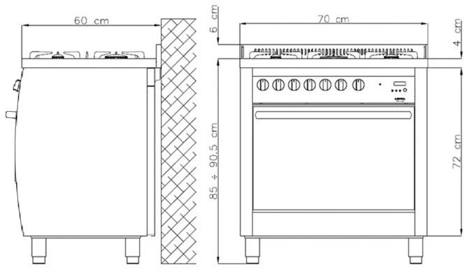 LOFRA | Kuchnia Gazowa | CURVA 70 | INOX | C76MF/C