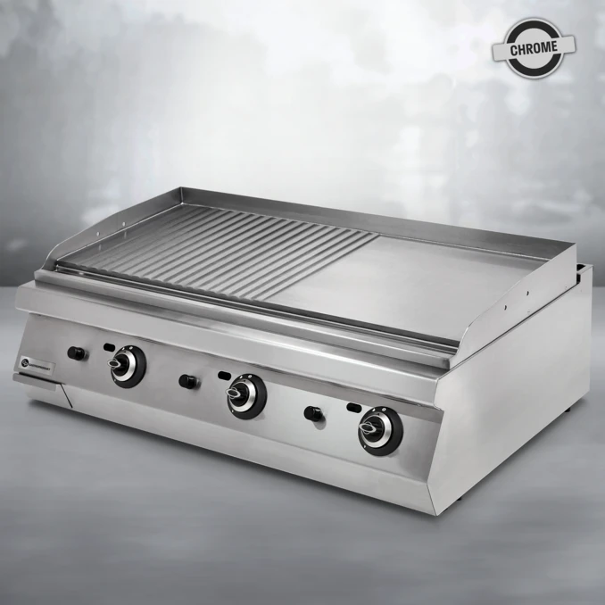 Grill gazowy – płyta gładka + ryflowana chromowana MAXI | TIGER 700 | PREMIUM