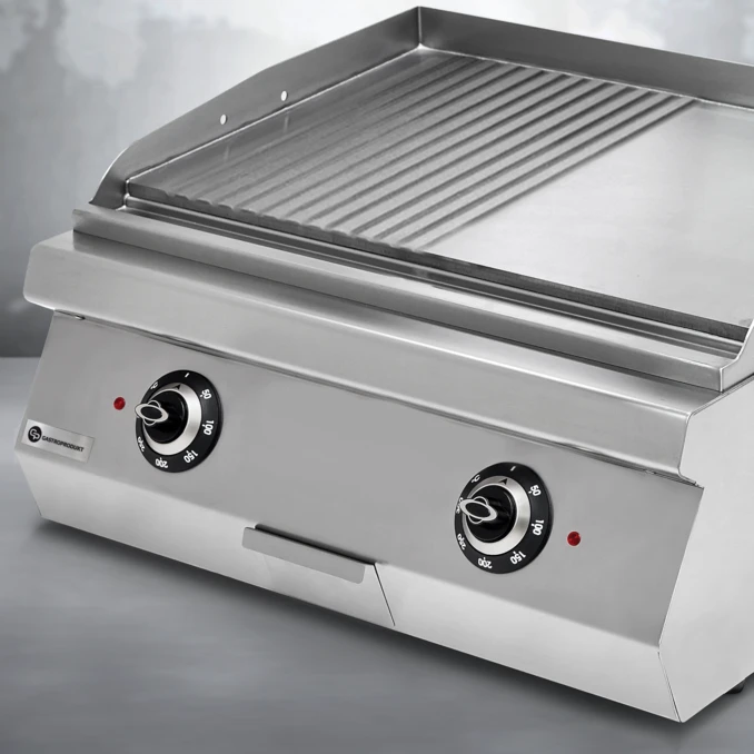 Grill elektryczny – płyta gładka + ryflowana chromowana MEDIUM | TIGER 700 | PREMIUM