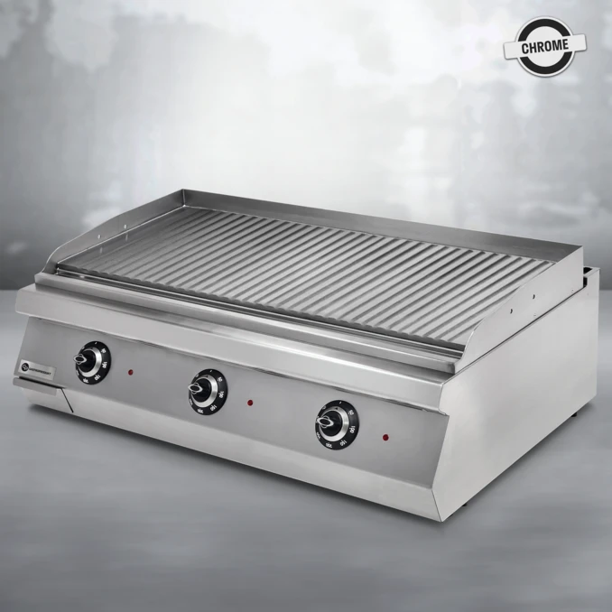 Grill elektryczny – płyta ryflowana chromowana MAXI | TIGER 700 | PREMIUM