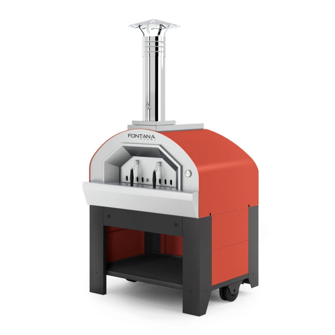 Piec do pizzy opalany drewnem na podstawie | VULCANO RED | FONTANA PREMIUM