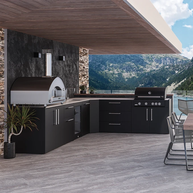 ZESTAW FONTANA | Kuchnia ogrodowa | Angolare | Neolit Pietra di Luna | Inox | ELYSIA
