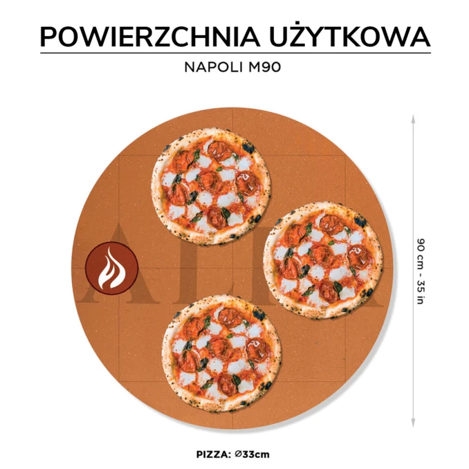 Piec do pizzy opalany drewnem | NAPOLI M90 – 3 szt. Ø 33 cm | ALFA FORNI – LUXURY | GOLD