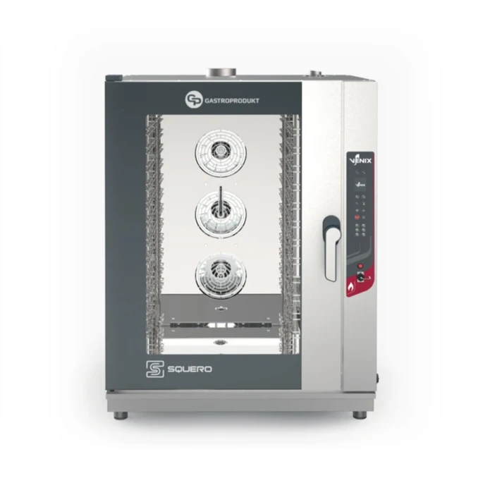 Piec Konwekcyjno Parowy Gazowy | VENIX - 12 x 1/1GN SQUERO DIGITAL GAS | z systemem myjącym