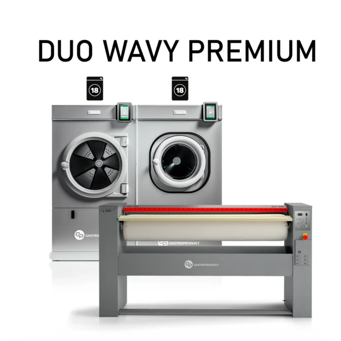 Pralnico-Wirówka GWN180 + Suszarka przemysłowa GP.GD450 + Magiel Mod.160/30 | DUO WAVY PRO