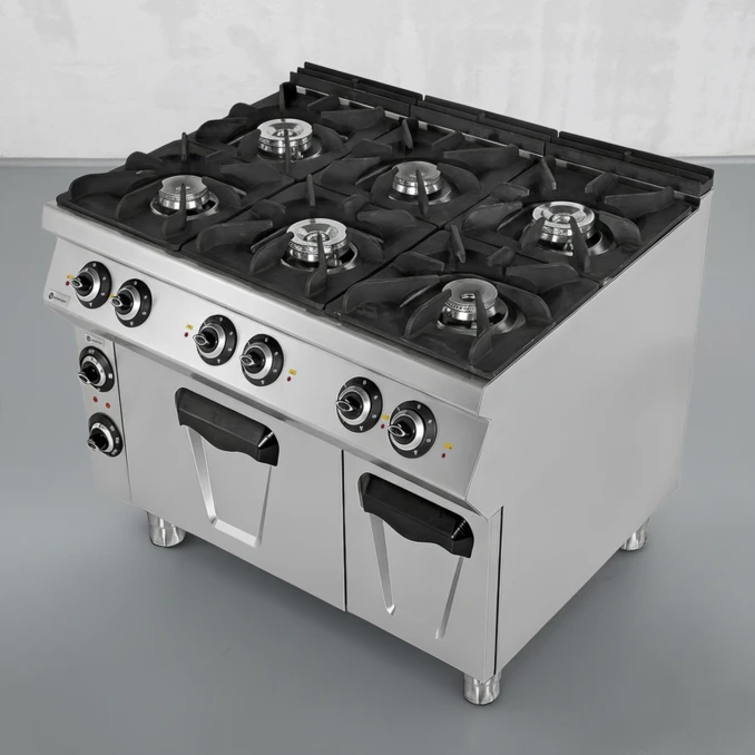 Kuchnia gazowa 6-palnikowa z piekarnikiem — 43+9 kW | TIGER 700 | PREMIUM