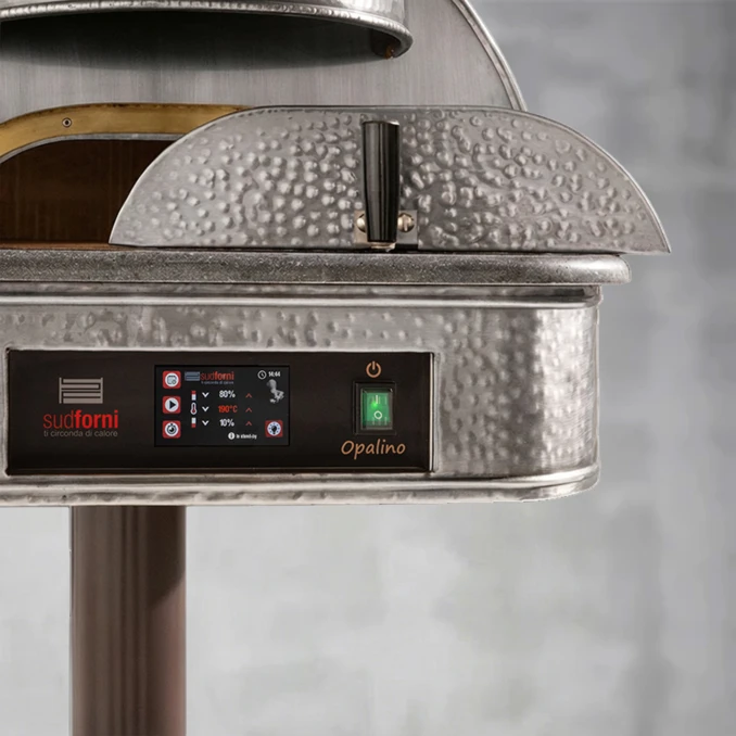 Piec do pizzy elektryczny na stelażu jezdnym SUD FORNI | OPALINO | BLACK OPAL – 1 pizza x Ø 330 mm