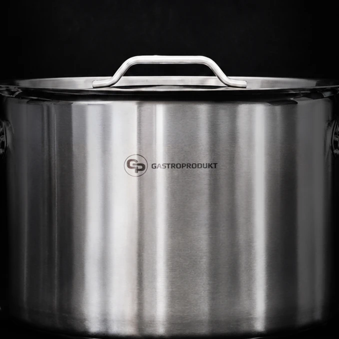 Garnek gastronomiczny niski ze stali nierdzewnej z pokrywką | 23 l o średnicy 350 mm | ILKUS Line