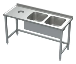 Stół ze zlewem 2-komorowym i otworem na odpady 1600x700x850(h)mm