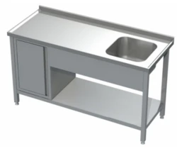 Stół ze zlewem z półką i szafką 1300x600x850(h)mm