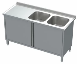 Stół ze Zlewem 2-Komorowym Szafka z Drzwiami Otwieranymi 1100x700x850(h) mm