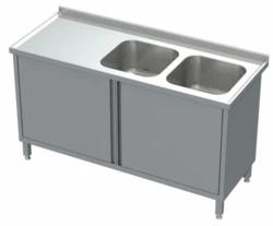 Stół ze Zlewem 2-Komorowym Szafka  z Drzwiami Otwieranymi 1200x700x850(h) mm