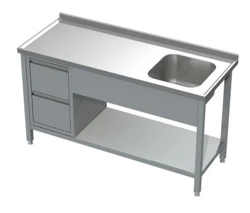 Stół ze Zlewem Półką i 2 Szufladami 1300x600x850(h) mm.