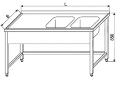 Stół z 2-ma Zlewami 1700x600x850(h) mm.