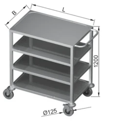 Wózek Kelnerski Spawany 4-półkowy 800x500x1200(h)mm.