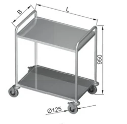 Wózek Kelnerski Spawany 2-półkowy 1200x600x850(h)mm