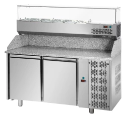 Stół chłodniczy do pizzy z blatem granitowym i nadstawką chłodniczą 7xGN 1/4  - LINIA PREMIUM | GP.PZMID80N