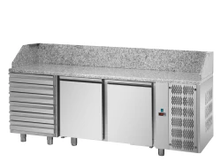 Stół do pizzy z szafą chłodniczą i blokiem neutralnych szuflad - LINIA PREMIUM | GP.PZ03MIDC6