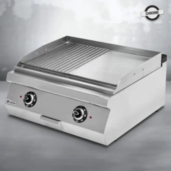 Grill elektryczny – płyta gładka + ryflowana chromowana MEDIUM | TIGER 700 | PREMIUM