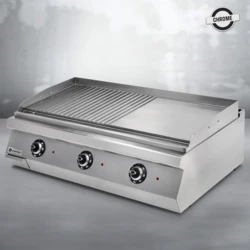 Grill elektryczny – płyta gładka + ryflowana chromowana MAXI | TIGER 700 | PREMIUM