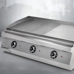 Grill elektryczny – płyta gładka + ryflowana chromowana MAXI | TIGER 700 | PREMIUM