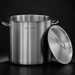 Garnek gastronomiczny wysoki ze stali nierdzewnej z pokrywką | 71 l o średnicy 450 mm | ILKUS Line